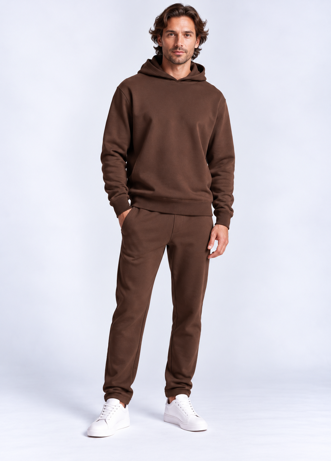 Men's Travel Set consisting of Hoodie & Chino Sweatpants Chocolate Brown - Chicago
