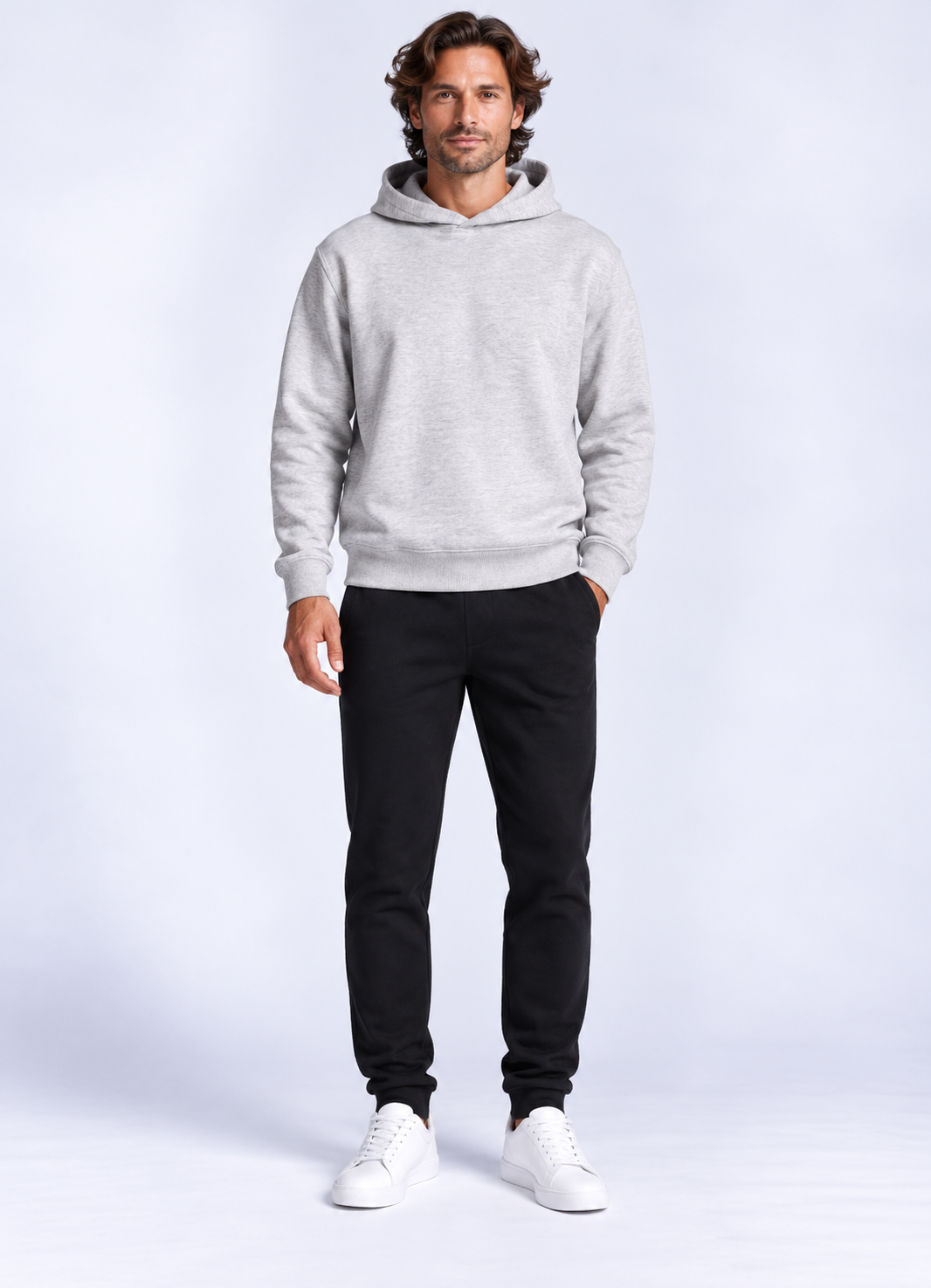 Herren Travel Set aus Hoodie Grau Melange & Sweatpants Schwarz - Denver