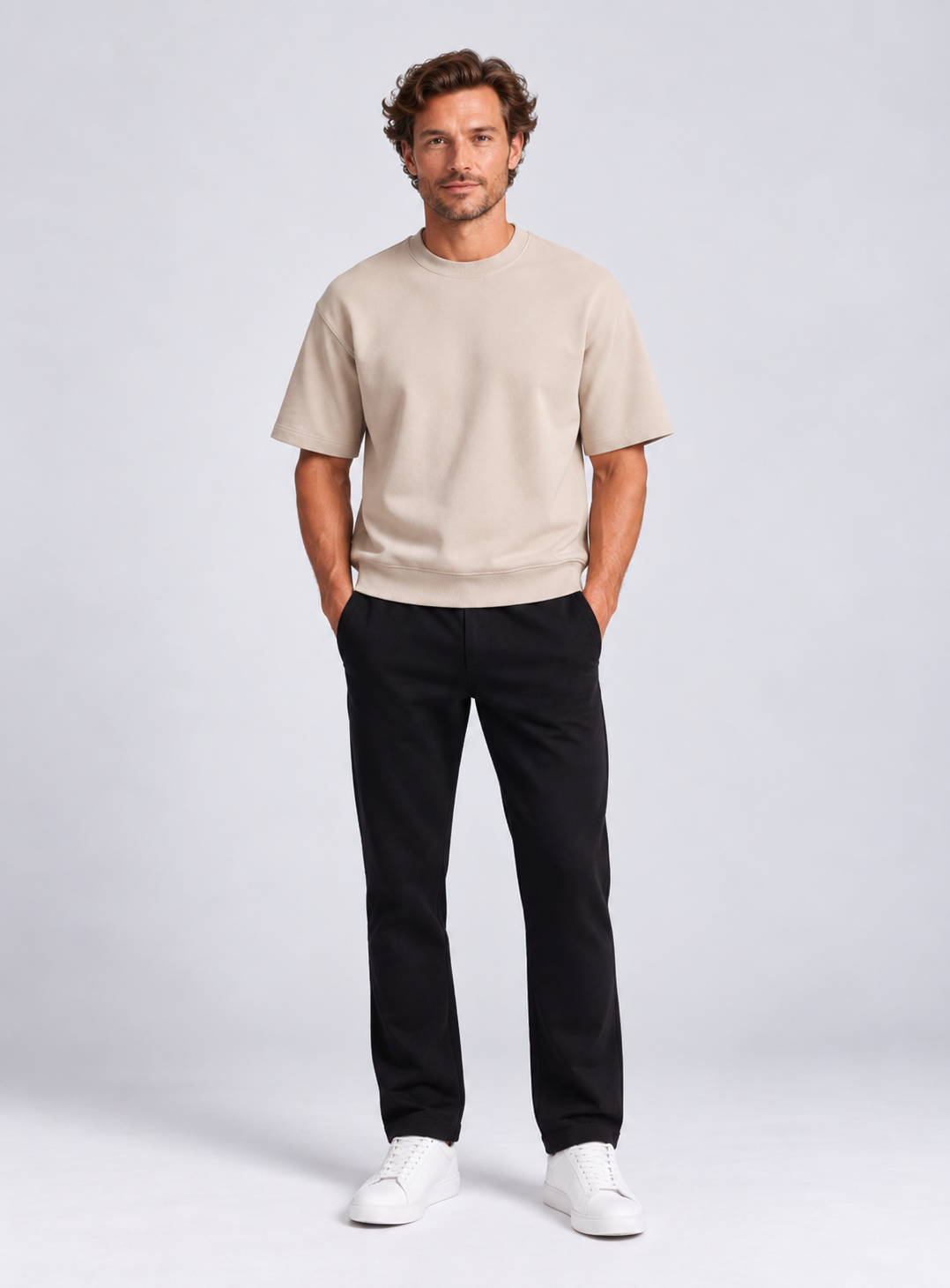 Herren Sweat T-Shirt aus 100% Baumwolle Oversize Look - Leo