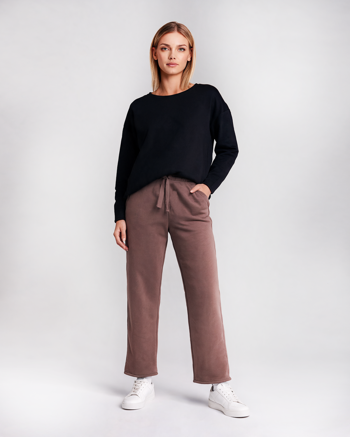 Damen Travel Set aus Sweatshirt Schwarz & Sweatpants Pine Bark - New York