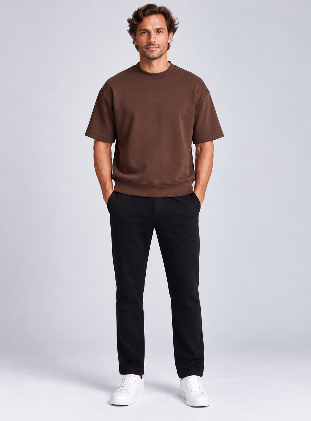 Herren Sweat T-Shirt aus 100% Baumwolle Oversize Look - Leo