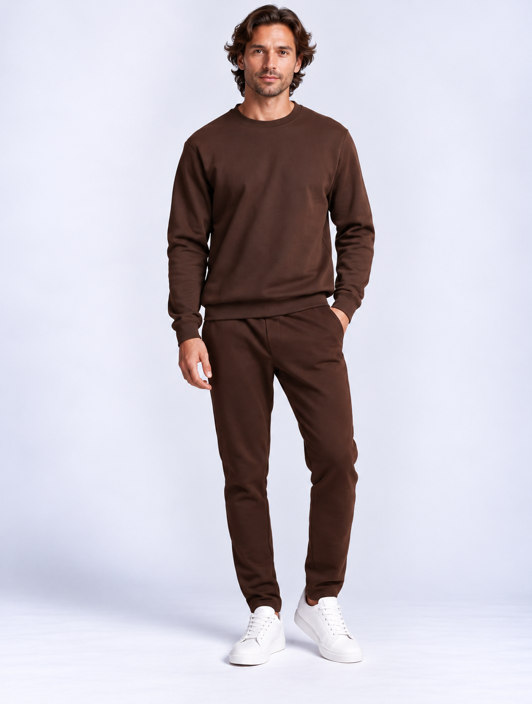 Herren Travel Set aus Sweatshirt & Chino Sweatpants Chocolate Brown - London
