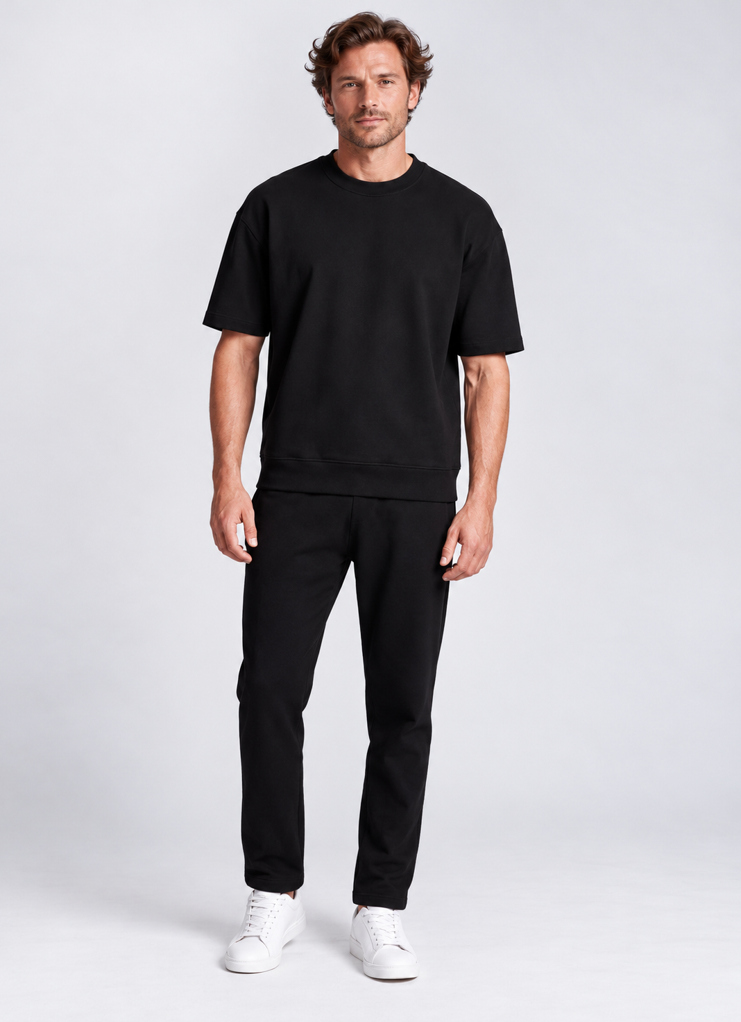 Herren Sweat T-Shirt aus 100% Baumwolle Oversize Look - Leo